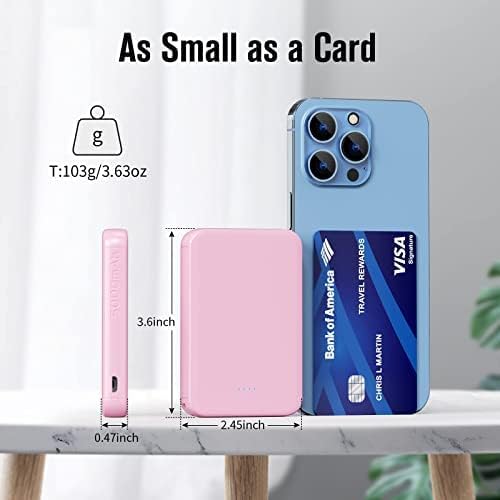 VANYUST S22 Portable Charger, Power Bank, 5000mAh External Battery Pack Compatible with iPhone 15/14/13/12/11/X All Series and Android Phone, Pink - Image 6