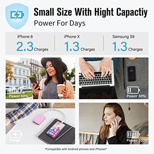 VANYUST S22 Portable Charger, Power Bank, 5000mAh External Battery Pack Compatible with iPhone 15/14/13/12/11/X All Series and Android Phone, Pink - Image 7